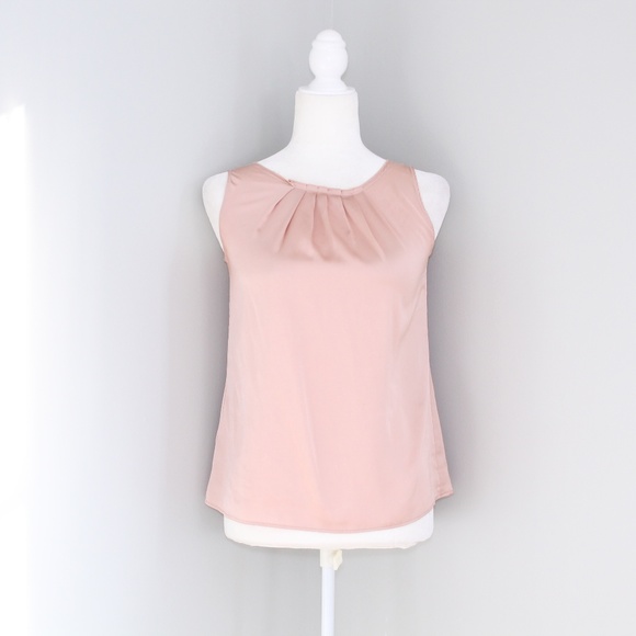 LOFT Tops - LOFT Blush Pink Sateen Shimmery Front Pleat Blouse